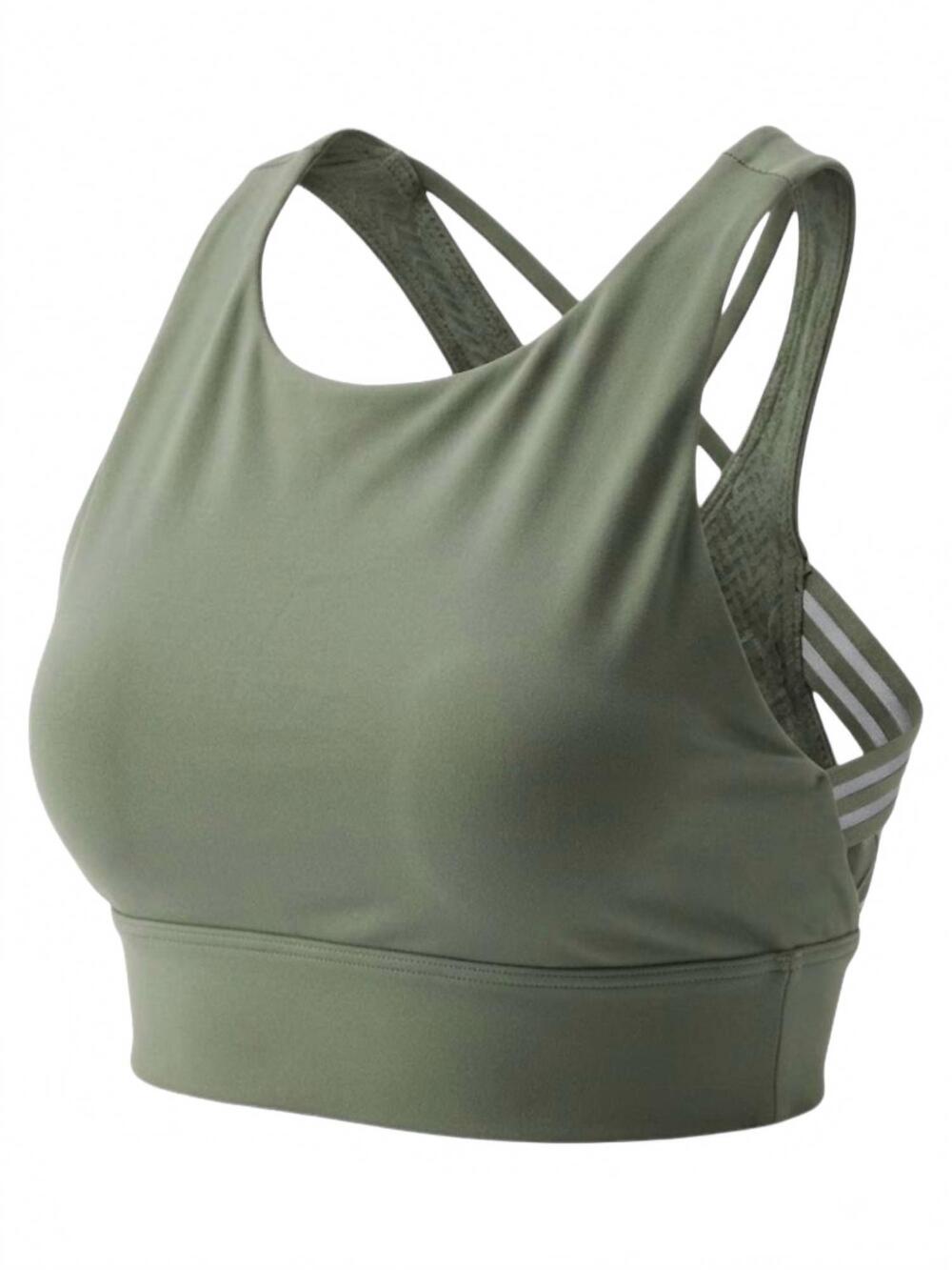 NEW THRIVE SOCIETE women's reflective tape strap bra in moss green